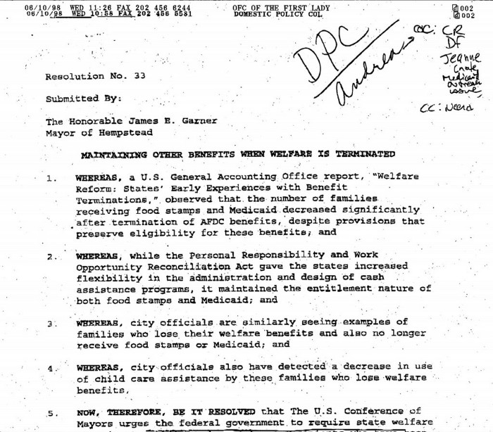 Clinton White House archive document