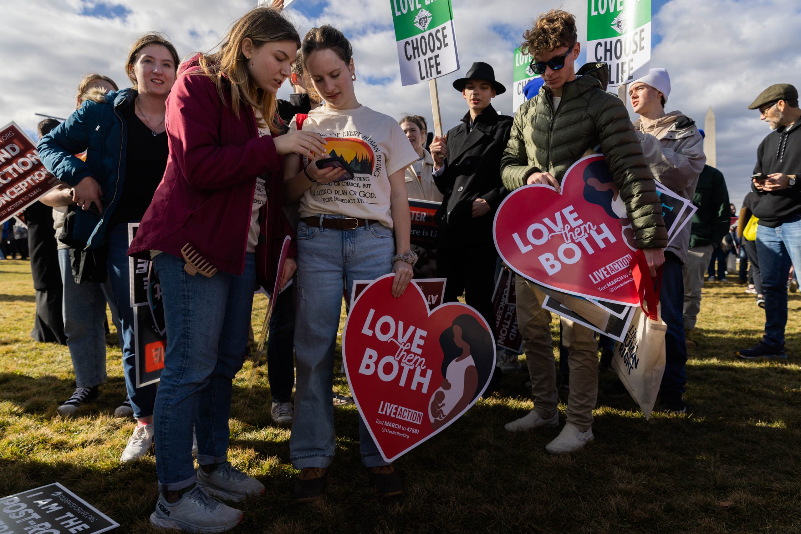 People attend the 50th annual March for Life rally on the National Mall on January 20, 2023 in Washington, DC. Anti-abortion activists attended the annual march to mark the first to occur in a 'post-Roe nation' since the Supreme Court's Dobbs vs Jackson Women's Health ruling which overturned nearly 50 years of federal protections for abortion healthcare. 