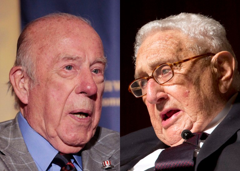 Henry Kissinger and George Shultz will not endorse Hillary Clinton in the 2016 presidential election. (AP Photos)
