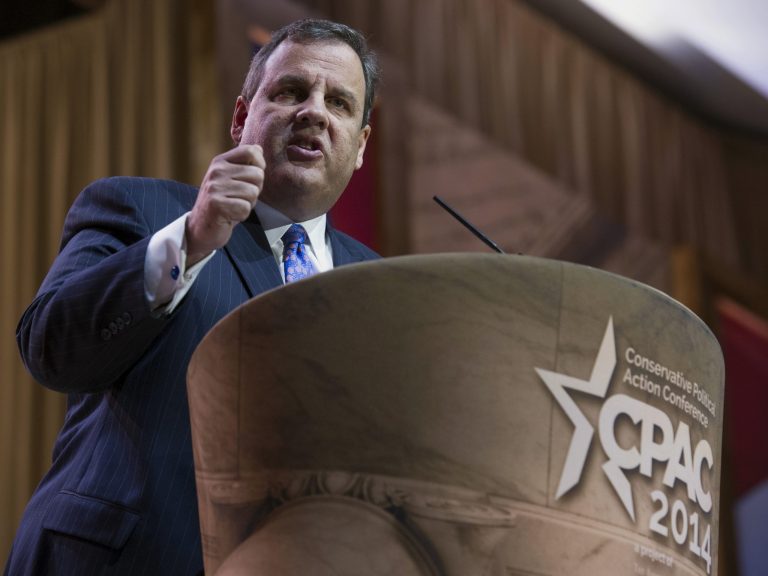 New Jersey Gov. Chris Christie speaks at the Conservative Political Action Conference in National Harbor, Md., on Thursday. (AP Photo/Cliff Owen)