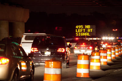 Traffic gridlocked by summer road construction