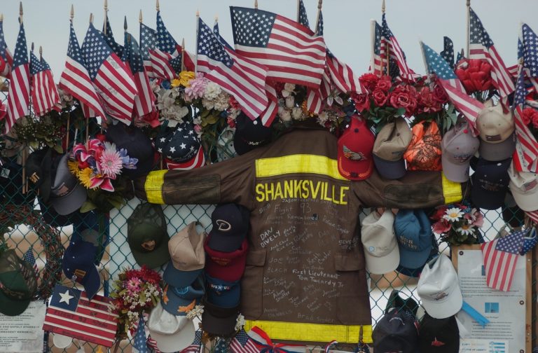 The makeshift memorial to United Flight 93 in Shanksville, Pa.