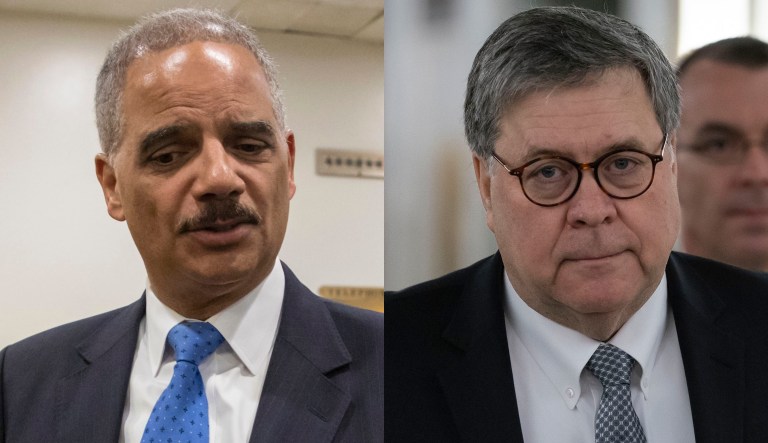 Eric Holder and William Barr