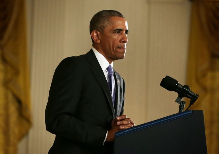 U.S President Barack Obama pauses during a news conference in the East Room of the White House in response to the Iran nuclear deal on July 15, 2015 in Washington, D.C. (Photo by Alex Wong/Getty Images)