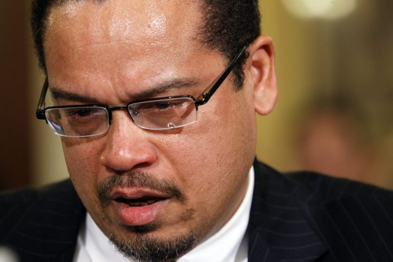   In this photo taken March 10, 2011, Rep. Keith Ellison, D-Minn., the first Muslim elected to Congress, becomes emotional as he testifies before the House Homeland Security Committee on the extent of the radicalization of American Muslims on Capitol Hill in Washington. Democratic leaders have generally supported President Barack Obama's stance on Egypt. But Sunday, Aug. 18, 2013, Ellison said, 