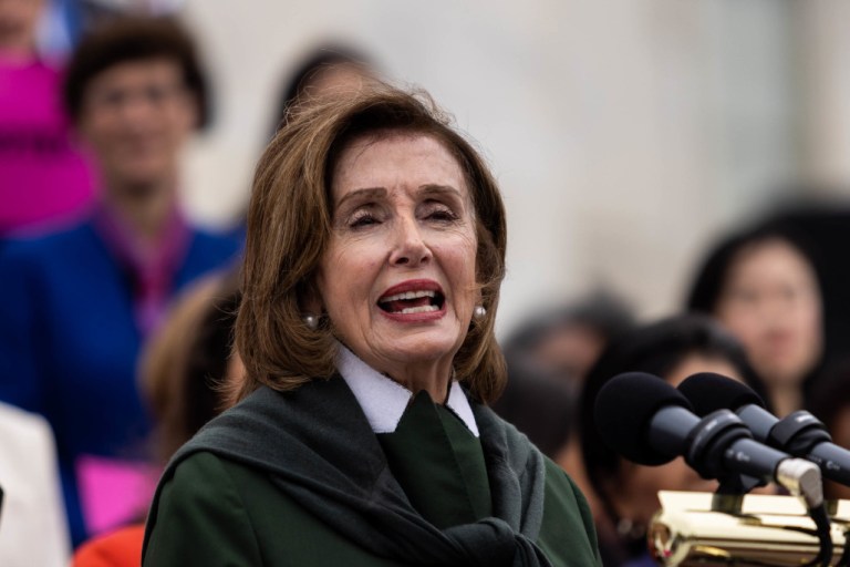 House Democrats, including Speaker Nancy Pelosi, hold a press conference in favor of abortion rights at the Capitol in Washington, D.C., on Friday.