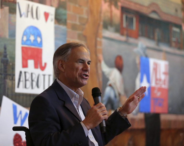 Texas Attorney General Greg Abbott and Republican candidate for governor, talks to a crowd gathered at a local restaurant on Feb. 28 in Waco, Texas. Abbott,ÃÂ who is facing Democratic state Sen. Wendy Davis in the state's gubernatorial race, denounced a local Democratic Party official who reportedly described Abbott's wife as a 