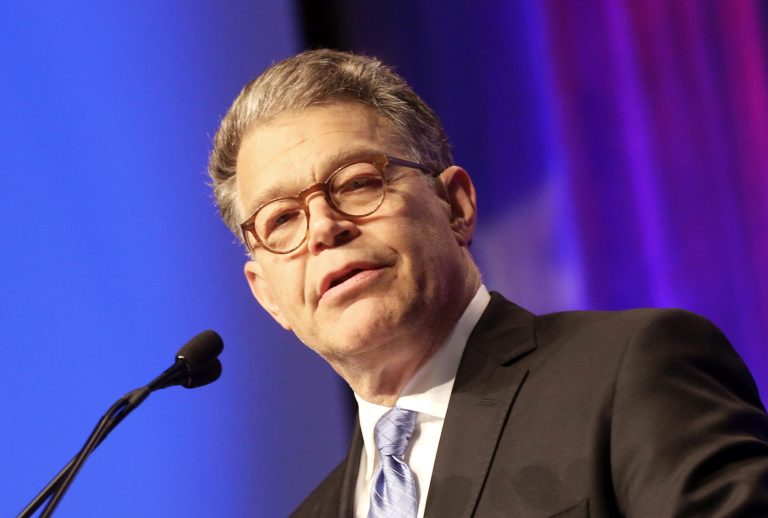 FILE - This May 31, 2014 file photo shows Sen. Al Franken, D-Minn speaking in Duluth, Minn. The Senate Judiciary Committee has sent to the full Senate a long-shot proposed change to the Constitution that would limit political spending. Members of the Democratic-led Judiciary Committee on Thursday moved forward with an effort to limit deep-pocketed political campaign donors' influence. Democrats have been unrelenting in their criticism of big-dollar donors who often side with Republicans. Senate Democrats plan a vote on the amendment before November's elections. (AP Photo/Jim Mone, File)