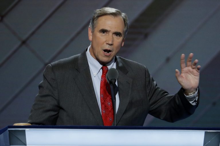 Democratic Sen. Jeff Merkley has been speaking on the Senate floor against the Supreme Court nomination of Neil Gorsuch for more than 5 hours. (AP Photo/J. Scott Applewhite)