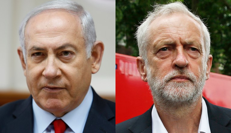Benjamin Netanyahu and Jeremy Corbyn