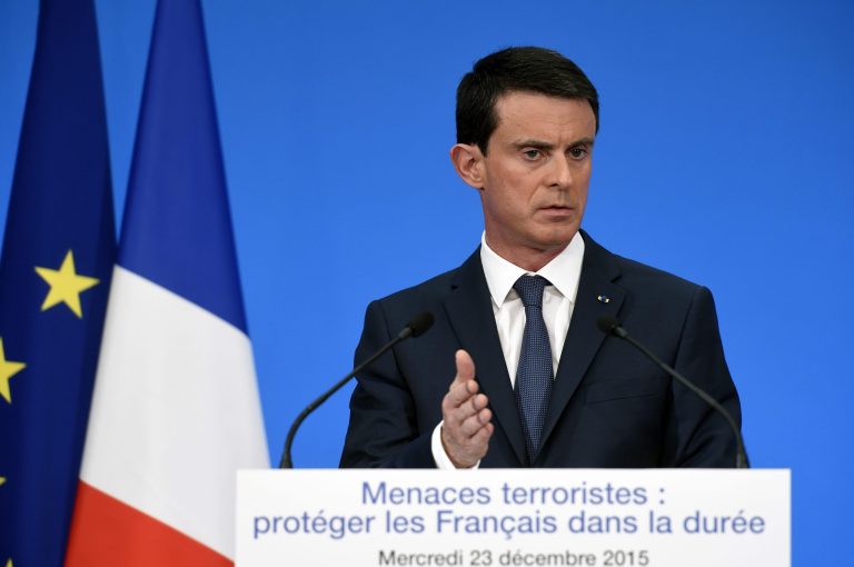 French Prime Minister Manuel Valls announced details on the constitutional change to revoke citizenship for dual-national terrorism convicts as part of measures upholding the state of emergency imposed after the Nov. 13 attacks. (Eric Feferberg, Pool Photo via AP)