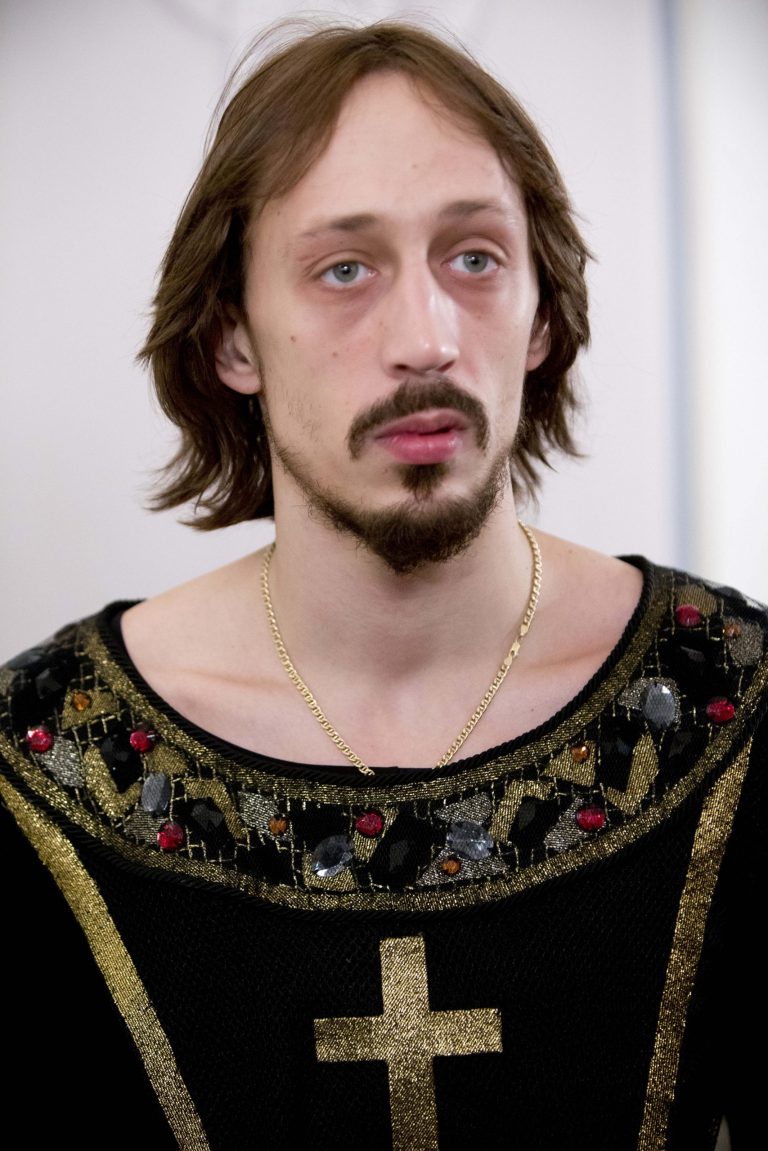 FILE - In this Sunday, Nov. 4, 2012 file photo, Russian dancer Pavel Dmitrichenko, as Ivan the Terrible, is pictured after a dress rehearsal of Ivan the Terrible (Russian Tsar Ivan the Terrible) in the Bolshoi Theater in Moscow, Russia. The Russian Interior Ministry says police are searching the home of a star of the Bolshoi Ballet, Pavel Dmitrichenko, known for his role as tsar Ivan the Terrible, the Interior Ministry said Tuesday March 5, 2013, in connection with the acid attack on the company's artistic director, and have detained another man on suspicion of carrying out the attack. (AP Photo/Alexander Zemlianichenko, file)