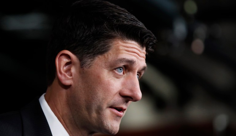 Ryan declined to comment on the Senate's process of drafting a bill, which many panned as secretive. (AP Photo/Manuel Balce Ceneta)