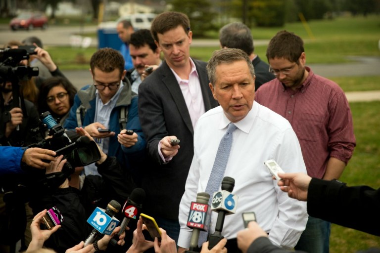 John Kasich told reporters that new developments in recent days have taken him to a 