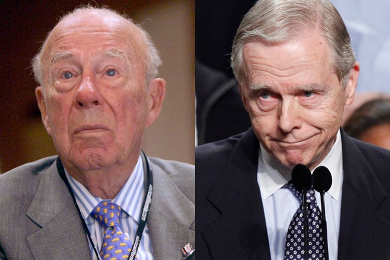 Former Secretary of State George Schultz and former California governor and U.S. Sen. Pete Wilson are from when politics was public service, not a full time career in the service of oneself. (AP Photos)
