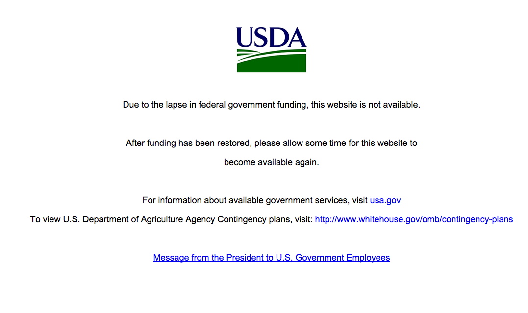 USDA shuts down website over government ‘funding lapse’