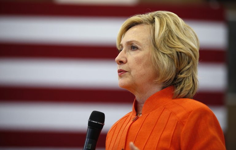 Democratic presidential candidate Hillary Rodham Clinton speaks at a town hall meeting Tuesday, Aug. 18, 2015, in North Las Vegas, Nev. (AP Photo/John Locher)