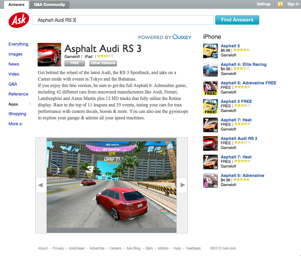 Ask.com adds mobile apps to its search results