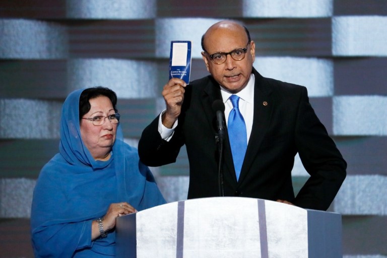 Ghazala Khan wrote an op-ed in the Washington Post Sunday that answers Donald Trump's criticism that she said nothing during the speech earlier this week. (AP Photo)