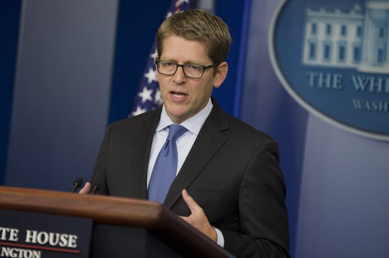 White House press secretary Jay Carney speaks during the daily press briefing at the White House in Washington, Monday, Dec. 16, 2013. Carney reiterated the position of the White House that there will be no amnesty for former NSA contractor Edward Snowden. (AP Photo/ Evan Vucci)