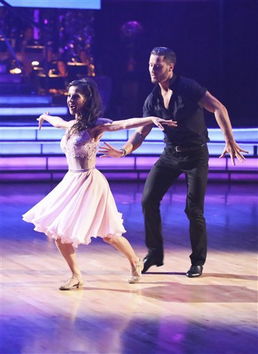 Kelly Monaco, left, and Valentin Chmerkovskiy in âDancing with the Stars: All-Starsâ (AP Photo/ABC, Adam Taylor)