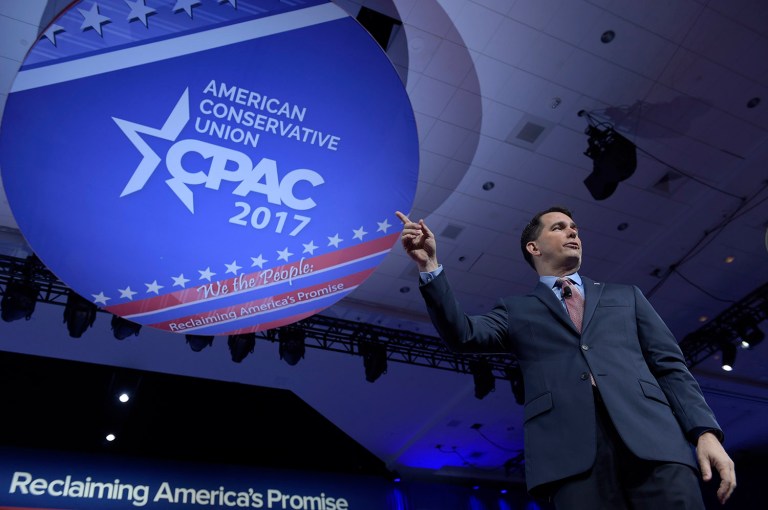 Wisconsin Gov. Scott Walker speaks at the Conservative Political Action Conference in Oxon Hill, Md., Thursday, Feb. 23, 2017. (AP Photo/Susan Walsh)