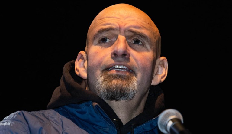 John Fetterman speaks at a rally Oct. 26, 2022.