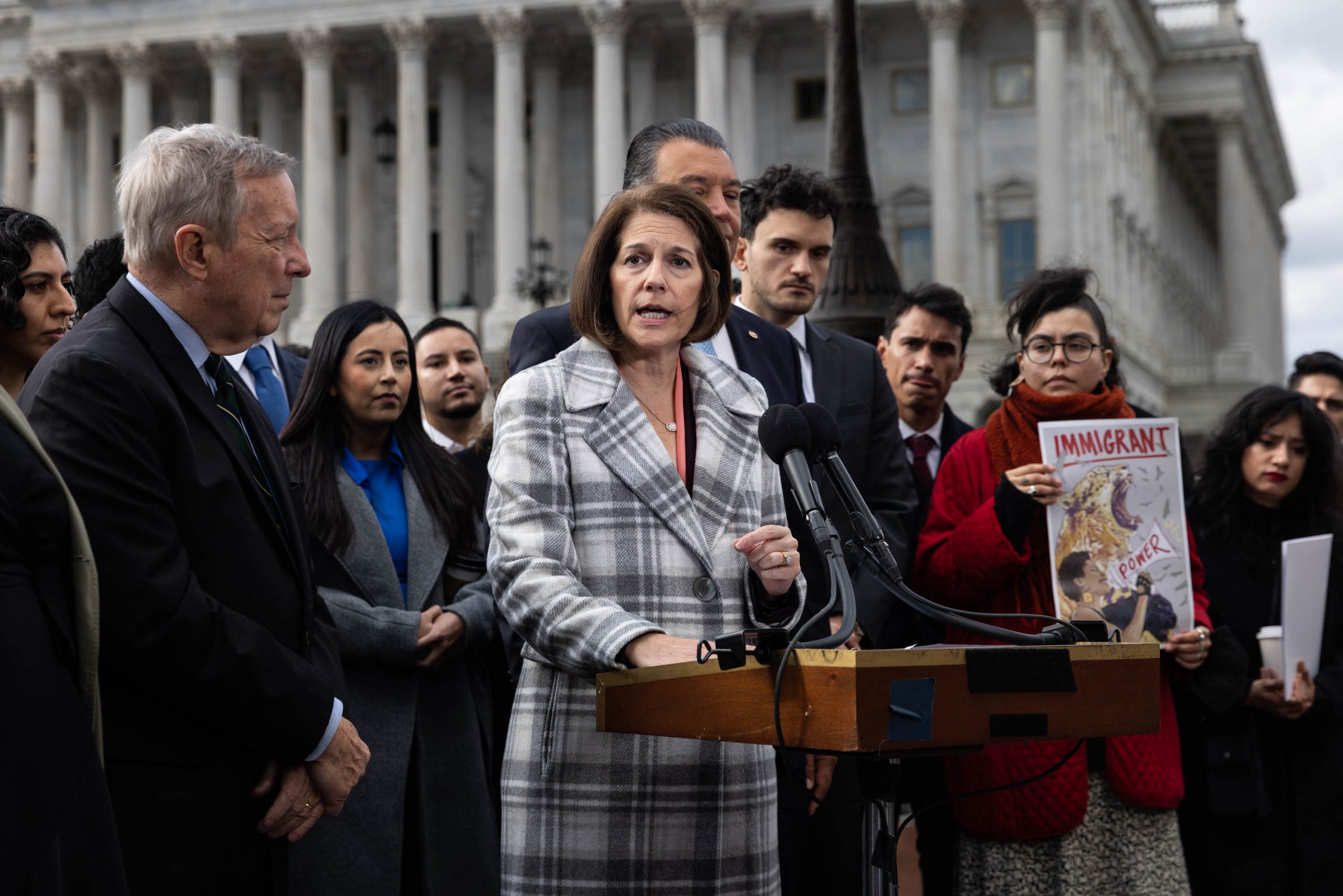 Senator Catherine Cortez Masto, D-NV, speaks at a press conference on legislation to make the Deferred Action for Childhood Arrivals Act permanent, Wednesday, November 16, 2022. Cortez Masto defeated Republican challenger Adam Laxalt in Nevada, which ensured the Democrats retained majority in the Senate.