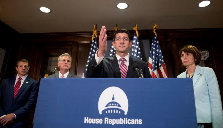 The measure would have to pass entirely with GOP support because Democrats are unlikely to vote for the bill, which will include provisions and spending cuts they oppose. (AP Photo/Andrew Harnik)