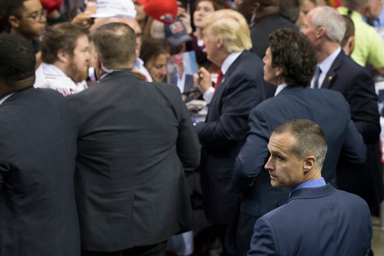 Corey Lewandowski, Donald Trump's former campaign manager, declined to take action against Earl Phillip after he learned of the gun-wielding incidents, the court filings alleged. (AP Photo/John Minchillo)