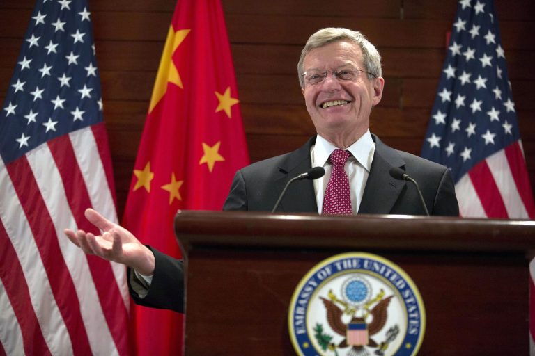 U.S. Ambassador to China Max Baucus briefs journalists at the U.S. embassy in Beijing, China, Tuesday, March 18, 2014. Baucus is the new U.S. Ambassador to China following the departure of Gary Locke. (AP Photo/Ng Han Guan)