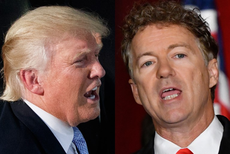 Sen. Rand Paul, R-Ky., has a secret weapon in his war on the Republican establishment. The weapon's name is Donald Trump. (AP Photos)