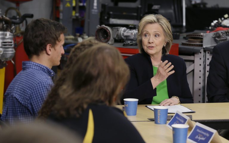 In the nationwide survey of college students enrolled at two or four-year universities, just 18 percent selected Hillary Clinton as the Democratic candidate who holds their support. (AP Photo)Â 