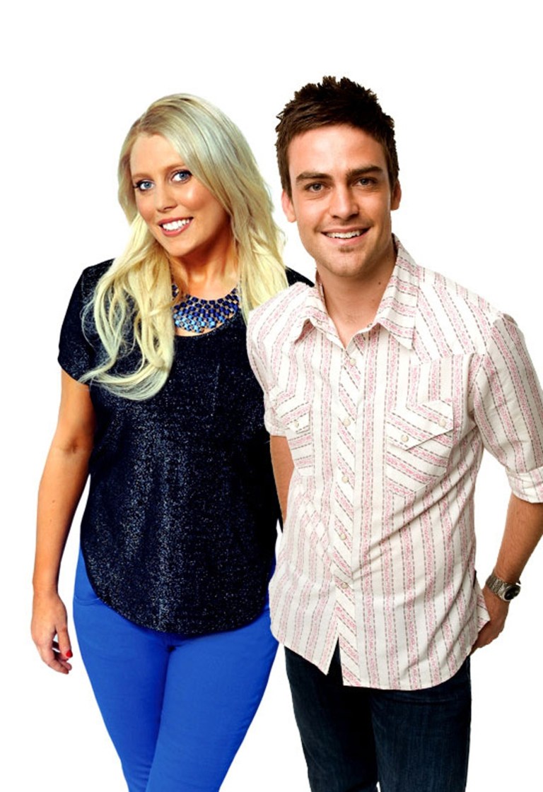   In this undated supplied publicity photo 2 Day FM radio presenters Mel Greig, left, and Michael Christian pose. Greig and Christian during their radio program Tuesday, Dec. 4, 2012, impersonated Britain's Queen Elizabeth II and the Prince of Wales to dupe hospital staff into giving information on the condition of the former Kate Middleton who was suffering severe morning sickness. (AP Photo/AAP Image, Southern Cross Austereo Sydney) Australia Out, Editorial Use Only, No Archiving  
