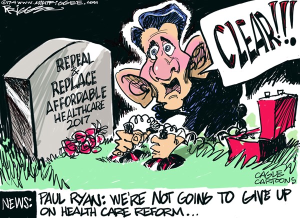 Editorial cartoon: R.I.P. Repeal and replace affordable healthcare 2017