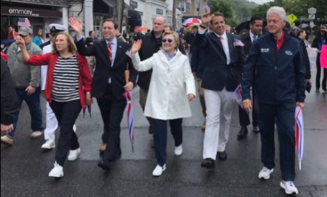 Hillary Clinton marches in Memorial Day parade