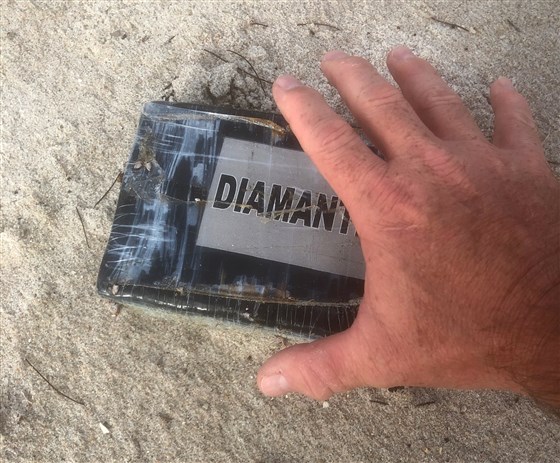 A package of cocaine washed up on a Florida beach as Hurricane Dorian approaches. (Melbourne Police Department)