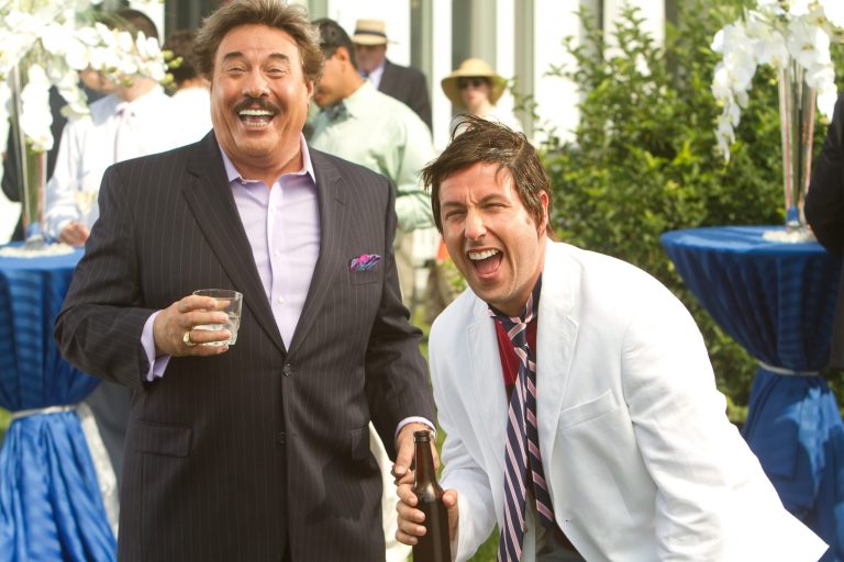   This film image released by Columbia Pictures shows Tony Orlando, left, and Adam Sandler in a scene from 
