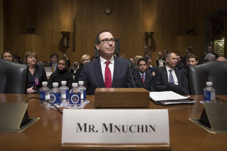 Treasury Secretary nominee Steven Mnuchin testifies at his confirmation hearing before the Senate Finance Committee.