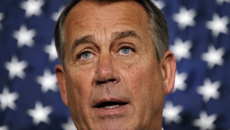 House Speaker John Boehner of Ohio speaks during a new conference following a meeting at the Republican National Committee offices on Capitol Hill in Washington, Wednesday, Oct. 23, 2013. (AP Photo/Susan Walsh)