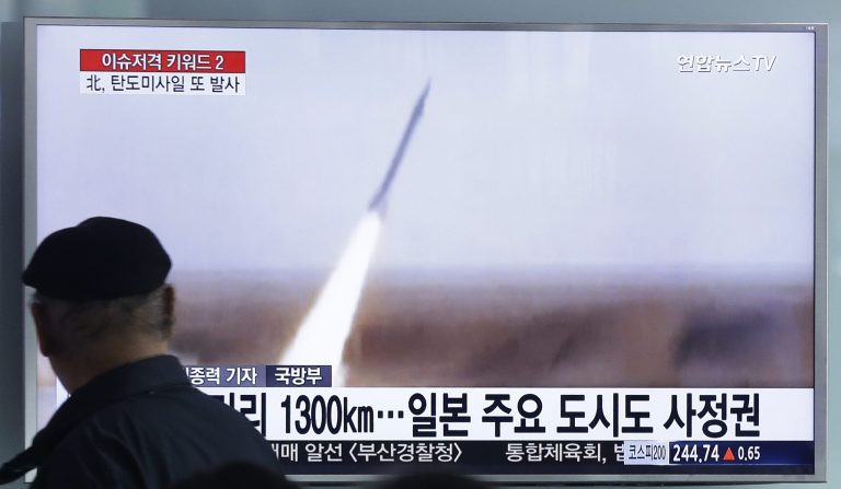 North Korea defied U.N. resolutions by firing a medium-range ballistic missile into the sea, Seoul and Washington officials said, days after its leader Kim Jong Un ordered weapons tests linked to its pursuit of a long-range nuclear missile capable of reaching the U.S. mainland. (AP Photo/Ahn Young-joon)