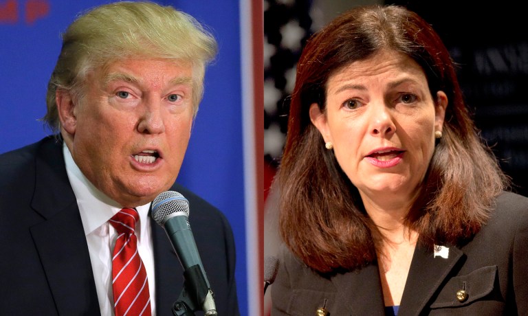 Donald Trump and Sen. Kelly Ayotte are leading in their respective races in New Hampshire. (AP Photos)