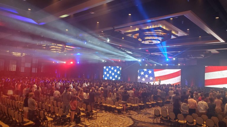 A crowd of young conservatives gather at Dan Crenshaw's youth summit in Houston