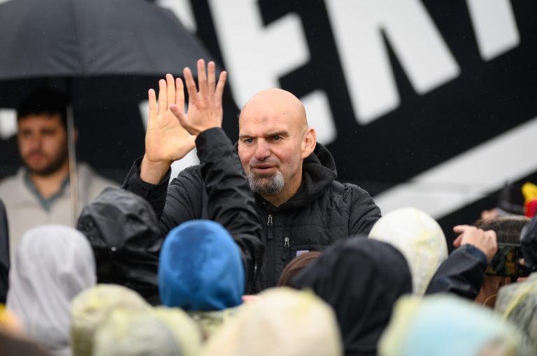 John Fetterman, lieutenant governor of Pennsylvania and Democratic senate candidate, greets supporters after a campaign rally in Pittsburgh, Pennsylvania, US, on Saturday, Oct. 1, 2022. Fetterman and Republican Senate candidate Mehmet Oz are running to replace Republican Senator Pat Toomey, who is retiring. The outcome of the race could decide which party controls the Senate. 

Photo by Justin Merriman