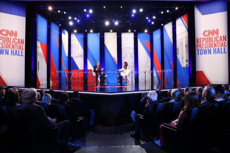 CNN's Republican Presidential Town Hall with Donald Trump (left), which was moderated by Kaitlan Collins (right), occurred in New Hampshire on Wednesday night.