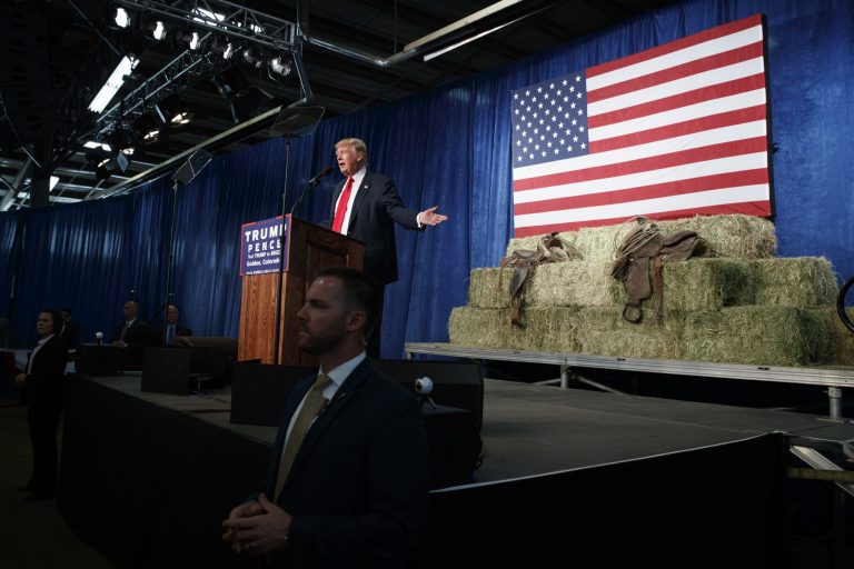 Donald Trump makes hay out of Hillary Clinton's reopened email scandal. (AP Photo/ Evan Vucci)