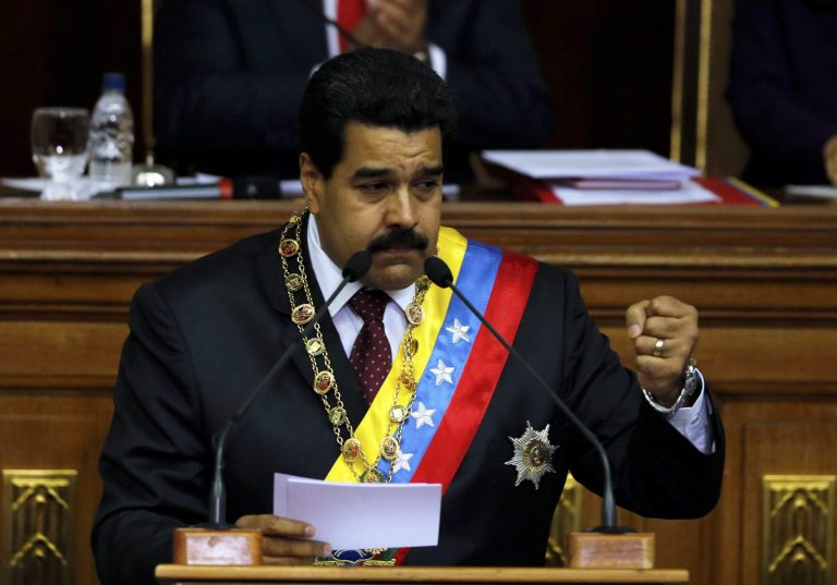 Venezuela's President Nicolas Maduro speaks during his annual state-of-the-nation address to the National Assembly in Caracas, Venezuela, Wednesday, Jan. 15, 2014. (AP Photo/Fernando Llano)