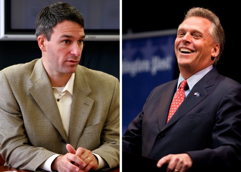 Left: Ken Cuccinelli; right: Terry McAuliffe