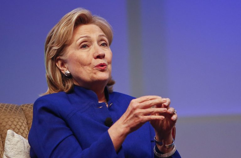 This June 25, 2014, file photo shows former Secretary of State Hillary Rodham Clinton speaking in San Diego. (AP Photo/Lenny Ignelzi, File)