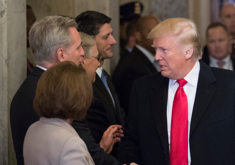 President Trump will meet with congressional leadership Monday afternoon. (AP Photo/J. Scott Applewhite, Pool)